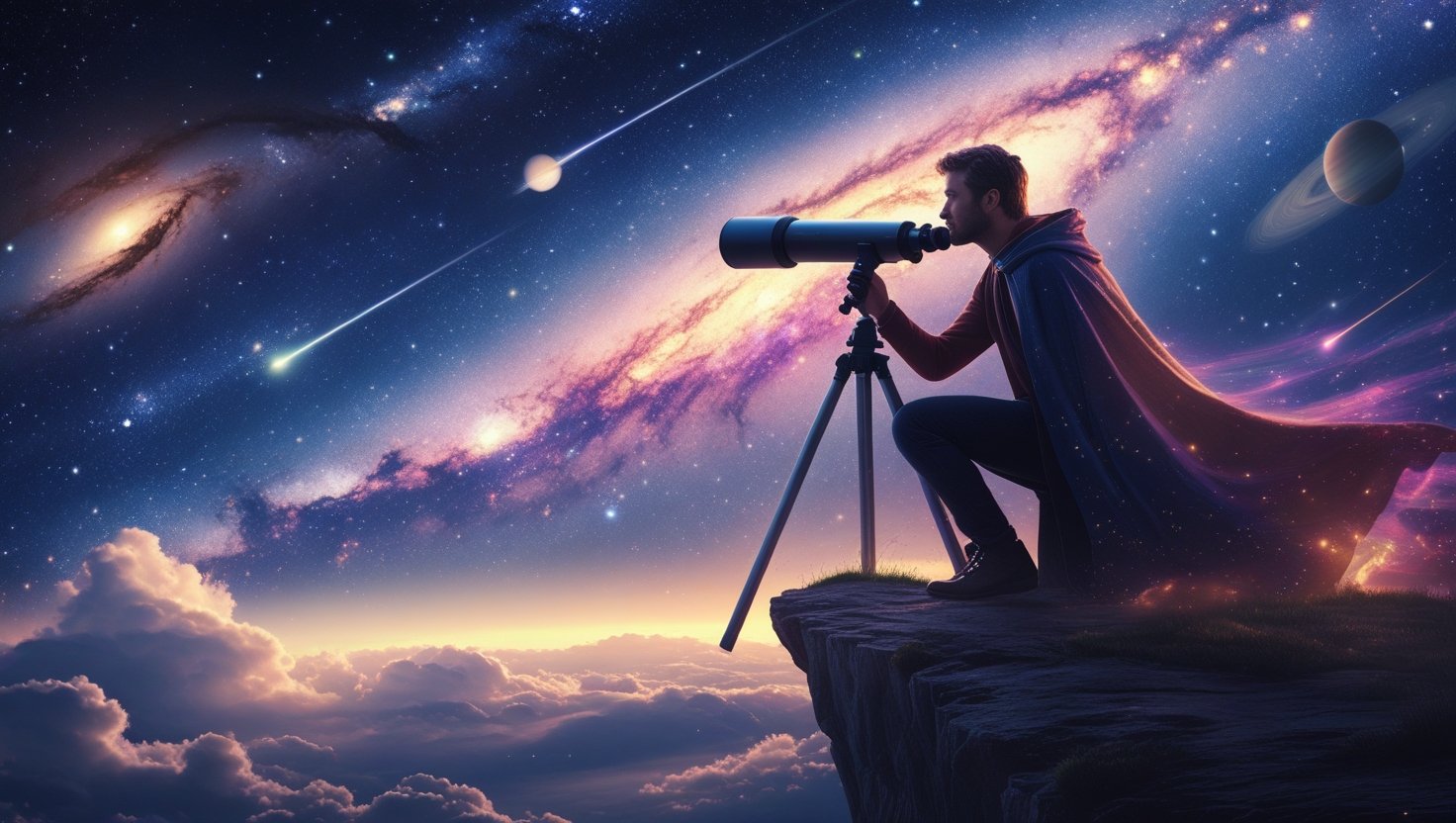 phoenix 10 a man observing the cosmos through a telescope atop 0